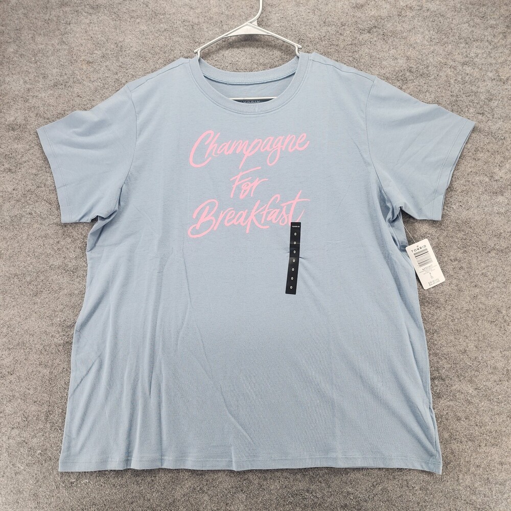 Torrid Shirt Womens 0 US Large Boyfriend Fit Short Sleeve Blue